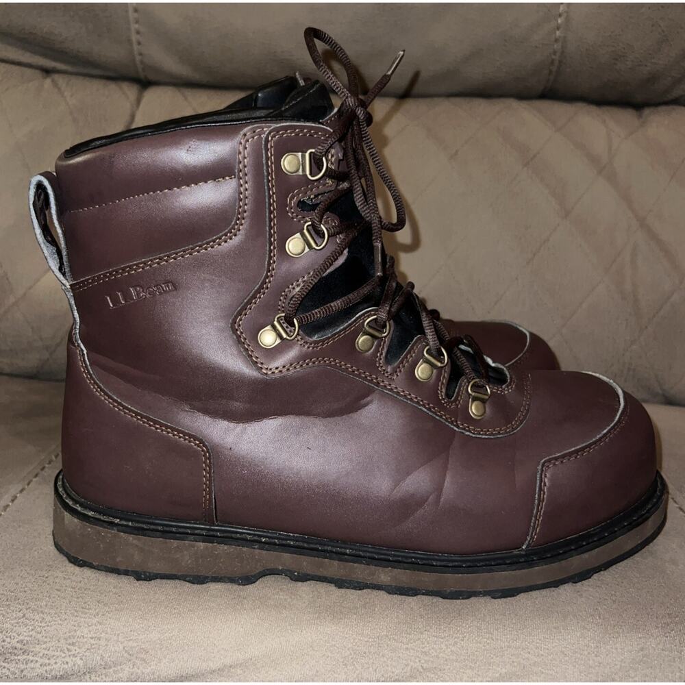 LL Bean Men Brown Leather Boot Size 11 Med Item ID 281171 Hiking Fishing - Picture 2 of 9
